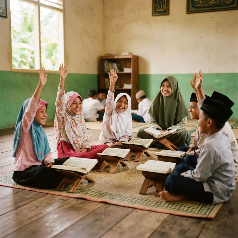 Suasana kegiatan santri di Saung Qur'an